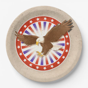 Vintage July 4th Eagle Logo Paper Plate