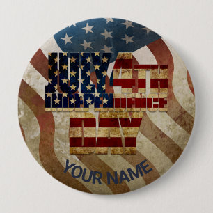 Vintage July 4th Independence Day Design 10 Cm Round Badge