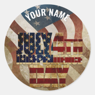 Vintage July 4th Independence Day Design Classic Round Sticker