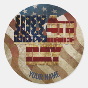 Vintage July 4th Independence Day Design Classic Round Sticker