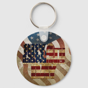 Vintage July 4th Independence Day Design Key Ring