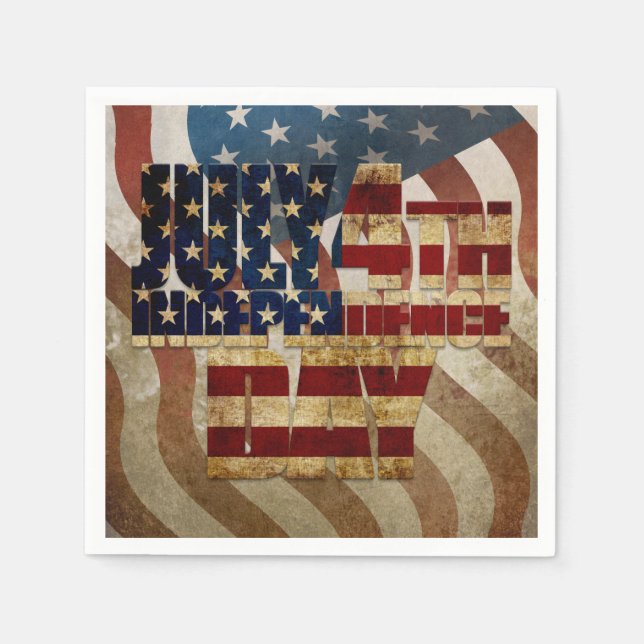 Vintage July 4th Independence Day Design Napkin (Front)