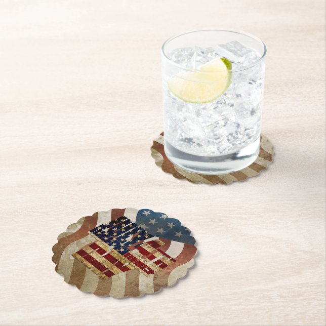 Vintage July 4th Independence Day Design Paper Coaster (Insitu)