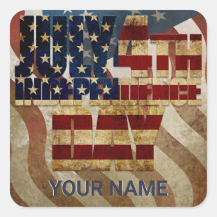 Vintage July 4th Independence Day Design Square Sticker