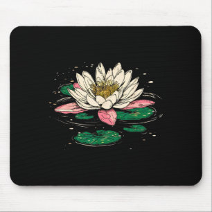 Vintage July Birth Flower Water Lily Lotus Garden Mouse Pad