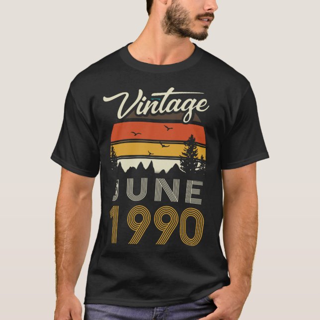 Vintage June 1990 Embrace Retro Elegance T-Shirt (Front)