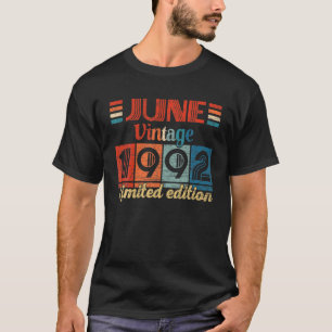Vintage June 1992 30Th Birthday Gifts 30 Years Old T-Shirt