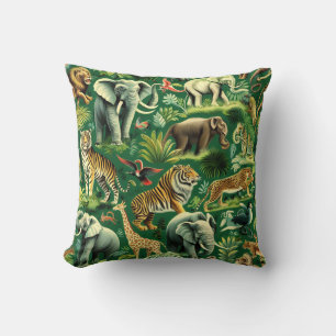 Vintage Jungle Animals Pattern Cushion