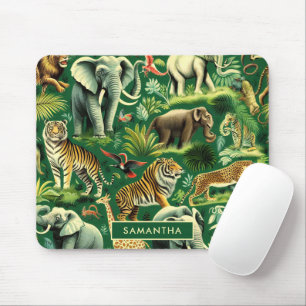 Vintage Jungle Animals Pattern Mouse Pad