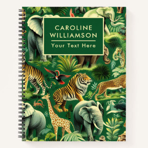 Vintage Jungle Animals Pattern Notebook
