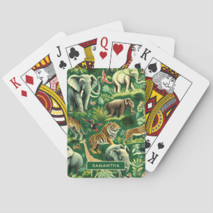 Vintage Jungle Animals Pattern Playing Cards
