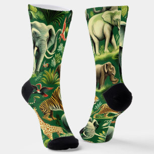 Vintage Jungle Animals Pattern Socks