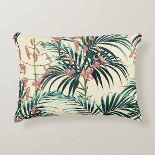 Vintage Jungle: Dark Green, Orange Lily. Decorative Cushion