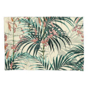 Vintage Jungle: Dark Green, Orange Lily. Pillowcase