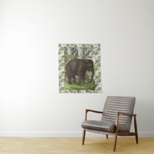 Vintage Jungle Elephant Tapestry