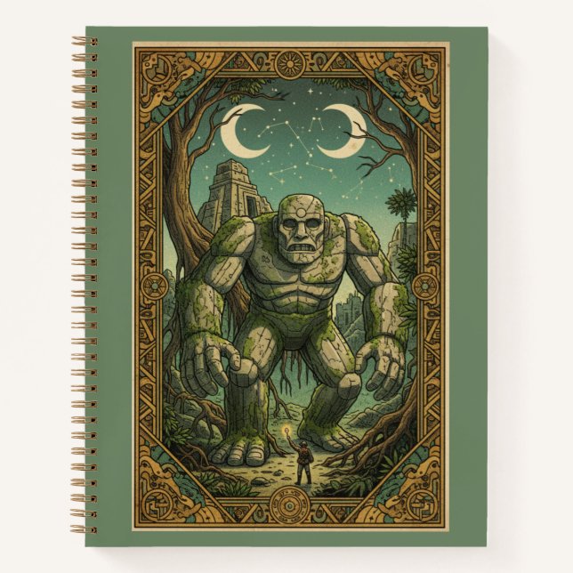 Vintage Jungle Golem & Ancient Temple Ruins  Notebook (Front)