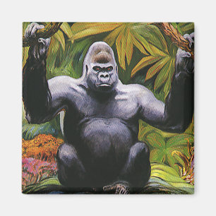 Vintage Jungle Primate, Silverback Lowland Gorilla Magnet