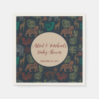 Vintage Jungle Safari Baby Boy Shower Napkin