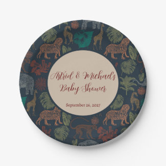 Vintage Jungle Safari Baby Boy Shower  Paper Plate