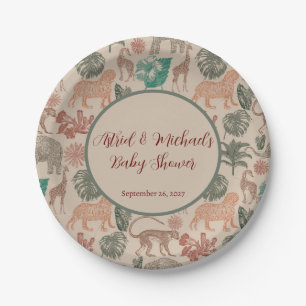 Vintage Jungle Safari Baby Shower  Paper Plate