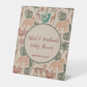 Vintage Jungle Safari Baby Shower  Pedestal Sign