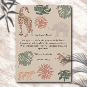 Vintage Jungle Safari Baby Shower Thank You Invitation
