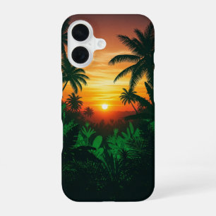 Vintage Jungle Sunset iPhone 16 Case