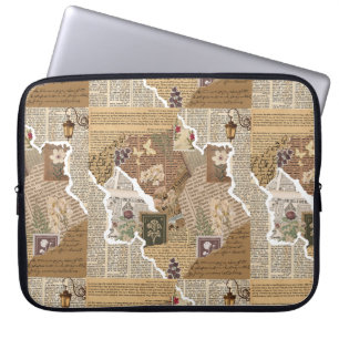 Vintage Junk Journal Ephemera Laptop Sleeve