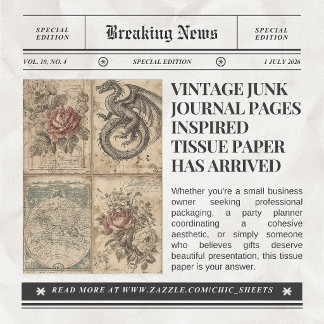 Vintage Junk Journal Pages Inspired Tissue Paper