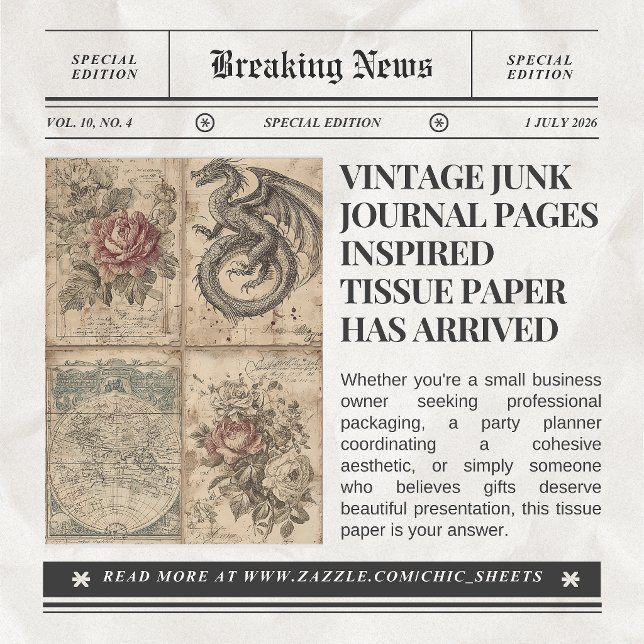 Vintage Junk Journal Pages Inspired Tissue Paper (Creator Uploaded)