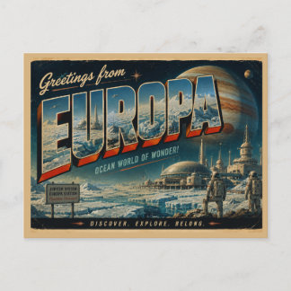 Vintage Jupiter Moon Travel Art Postcard