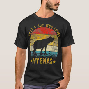 Vintage Just A Boy Who Loves Hyena Lover Fathers D T-Shirt