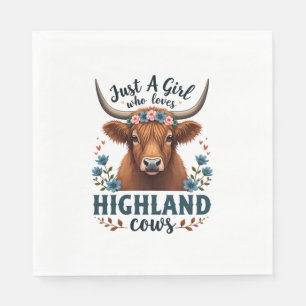 Vintage Just A Girl Who Loves Highland Cows Floral Napkin