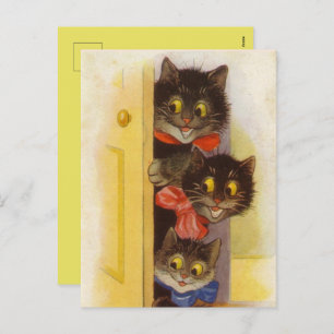 Vintage Just Checking In On You Cats Holiday Postcard
