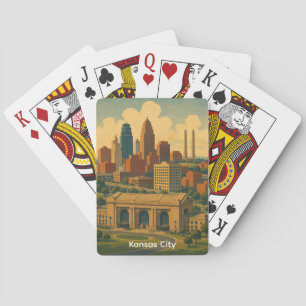 Vintage Kansas City Silhouette Skyline Playing Cards