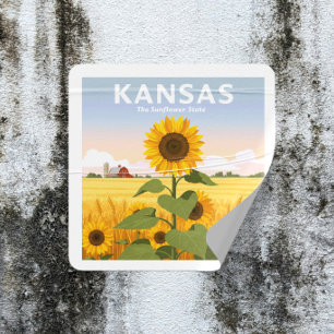 Vintage Kansas Square Sticker