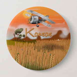"Vintage Kansas Wheat field Travel Poster" "kansas 10 Cm Round Badge