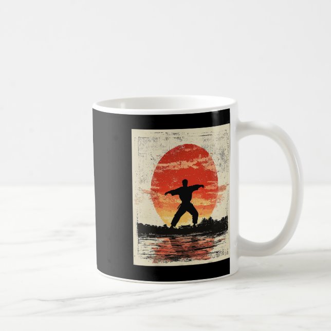 Vintage Karate Distressed Silhouette Japanese Mart Coffee Mug (Right)