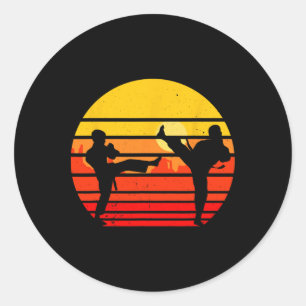 Vintage Karate Kids Martial Arts Fighter Retro Kar Classic Round Sticker