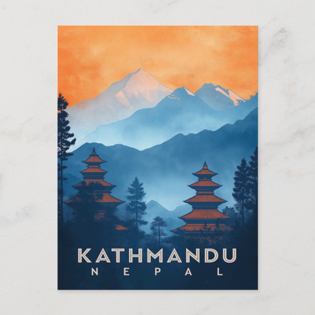 Vintage Kathmandu Temple Nepal  Postcard (Front)