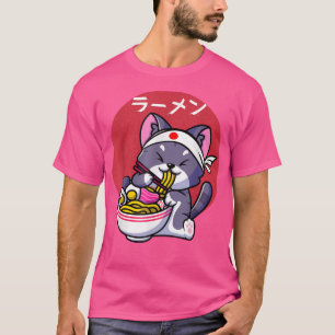 Vintage Kawaii Anime Ramen Cat Japanese Food Gift  T-Shirt