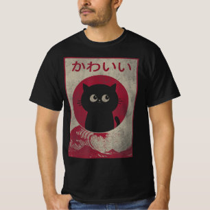 Vintage Kawaii Cat Japanese Black Anime Gift Girls T-Shirt