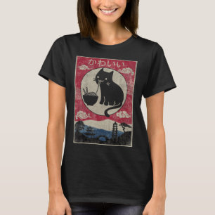 Vintage Kawaii Cat Ramen Anime Japanese Kids Girls T-Shirt