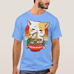 Vintage Kawaii Neko Ramen Cat Japanese Noodle Anim T-Shirt