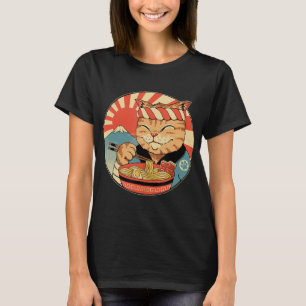 Vintage Kawaii Ramen Cat Neko Anime Japanese Noodl T-Shirt