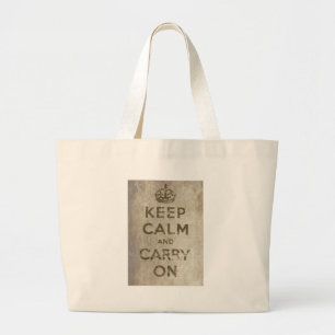 Vintage Keep Calm And Carry On Large Tote Bag
