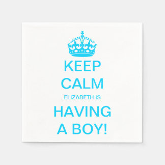 Vintage Keep Calm Blue Boy Baby Shower Napkin