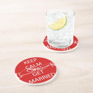 Vintage KEEP CALM  GET MARRIED Coaster