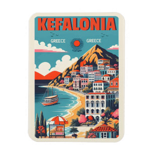 vintage kefalonia greece travel souvenirs magnet