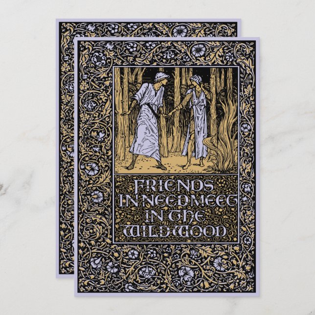 Vintage Kelmscott Floral Wedding Invitation (Front/Back)